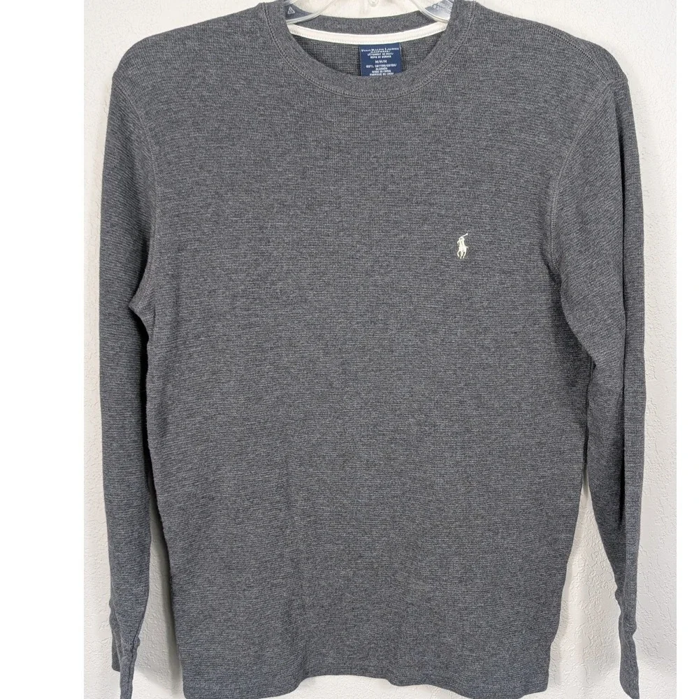 Polo Ralph Lauren Sleepwear Men M Gray Waffle Knit Thermal Long Sleeve Shirt